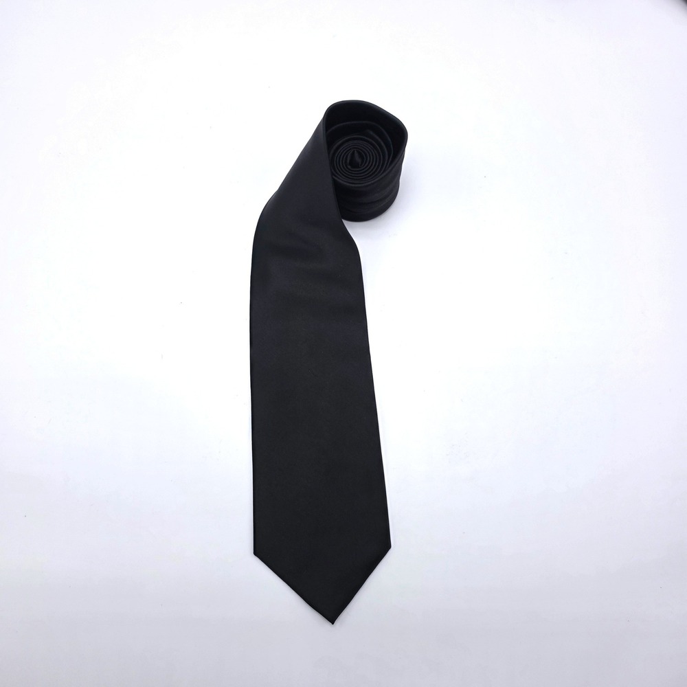 Rooster Mens Solid Black 100% Silk Classic Necktie WPL 13303‎